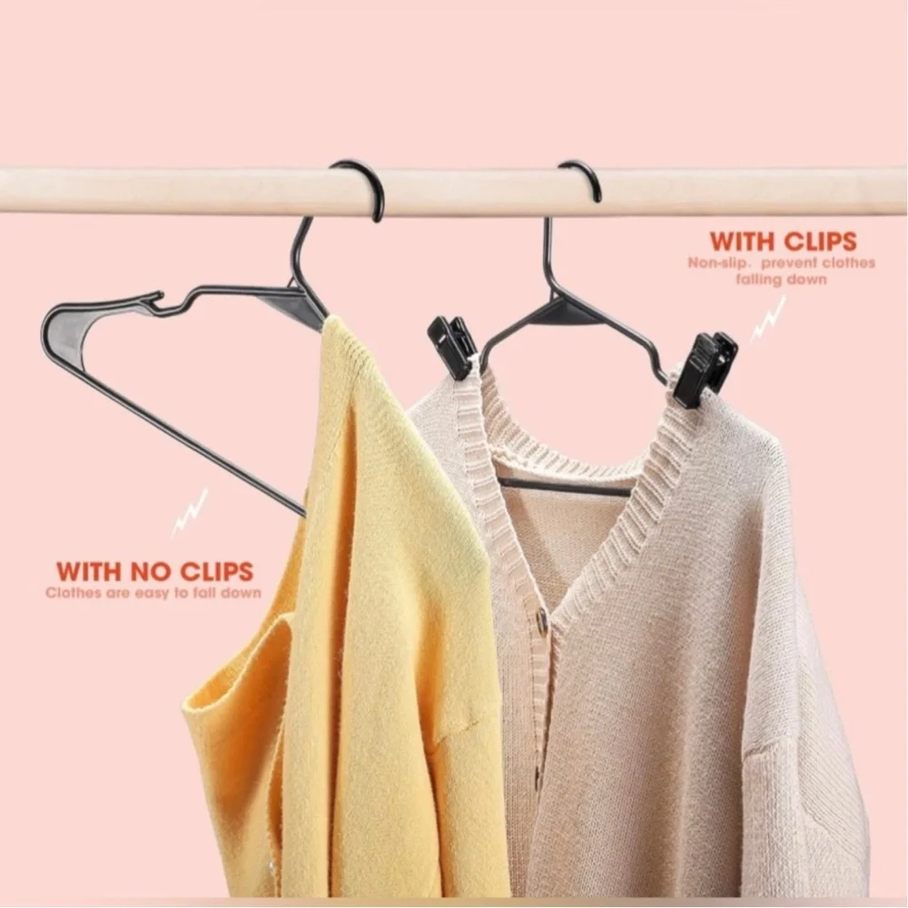 Set/24 Flat Thin Felt Velvet Hanger Clips for Pants and Skirts